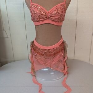 Sequin Dance Costume in Pink and Tan
